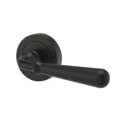 Colours Leba Black Iron Effect Aluminium Straight Latch Door Handle (L)116mm