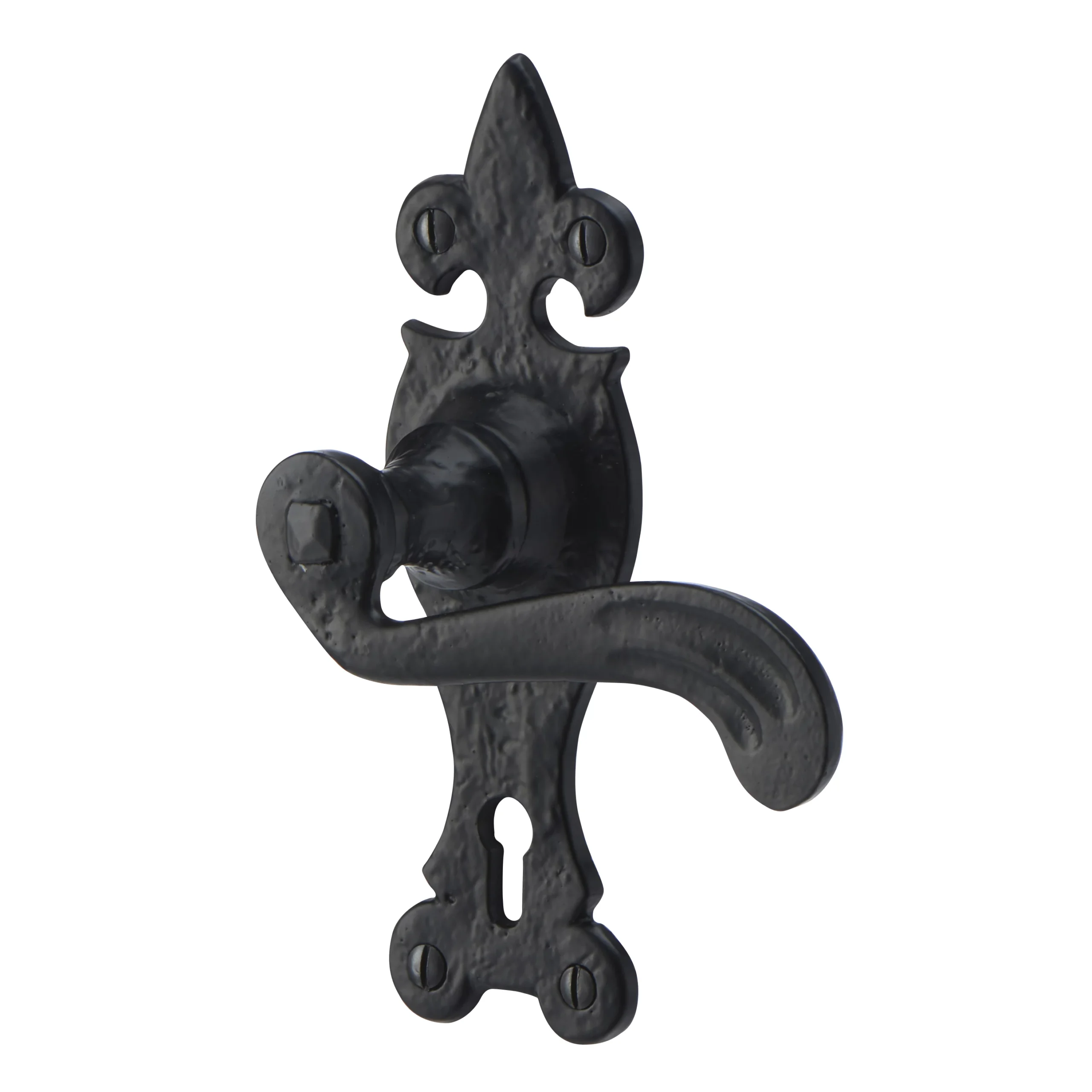 Colours Lunca Matt Black Steel Scroll Lock Door Handle (L)119mm 3 Colours Lunca Matt Black Steel Scroll Lock Door Handle (L)119mm