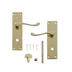 Colours Nehou Polished Brass Effect Zamak Scroll WC Door Handle (L)96mm, Pair -WoodDepot Shop colours nehou polished brass effect zamak scroll wc door handle l 96mm pair3663602831181 03bq
