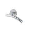 Colours Neia Brushed Nickel Effect Stainless Steel Curved Latch Push-on Rose Door Handle (L)140mm, Pair
