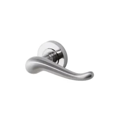 Colours Rhyl Satin Nickel Effect Brass Curved Latch Push-on Rose Door Handle (L)119mm