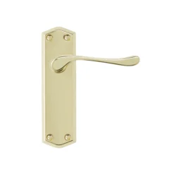 Colours Sheya Polished Brass Effect Aluminium Scroll Latch Door Handle (L)111mm, Pair -WoodDepot Shop colours sheya polished brass effect aluminium scroll latch door handle l 111mm pair3663602830894 02bq
