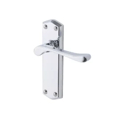 Colours Sheya Polished Chrome Effect Aluminium Scroll Latch Door Handle (L)111mm, Pair