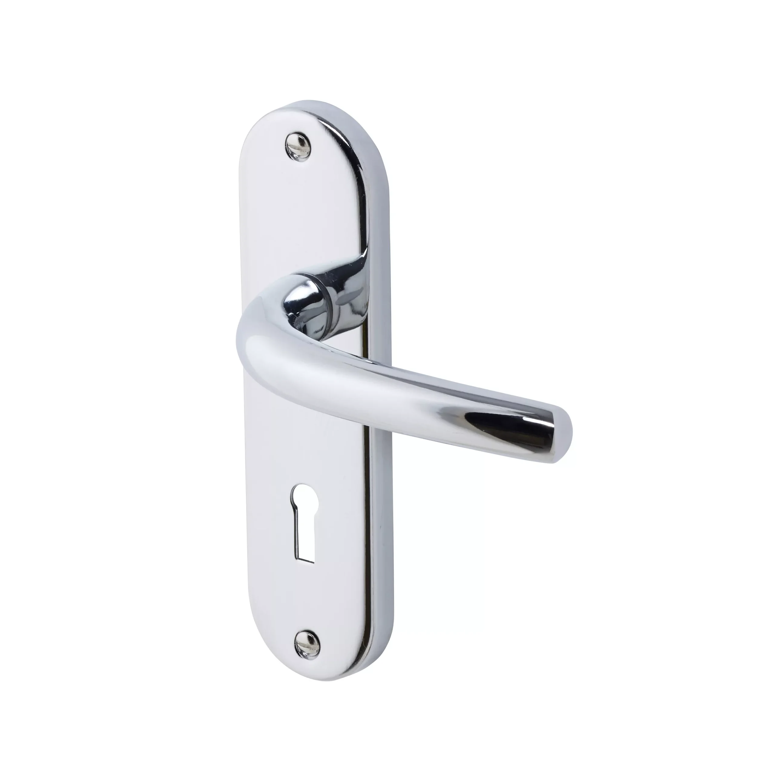 Colours Soure Polished Chrome Effect Aluminium Straight Lock Door Handle (L)125mm 3 Colours Soure Polished Chrome Effect Aluminium Straight Lock Door Handle (L)125mm