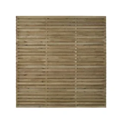 Contemporary Double Slatted Wooden Fence Panel (W)1.8m (H)1.8m, Pack Of 3
