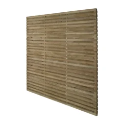 Contemporary Double Slatted Wooden Fence Panel (W)1.8m (H)1.8m, Pack Of 5 -WoodDepot Shop contemporary double slatted wooden fence panel w 1 8m h 1 8m pack of 55013053168011 02bq