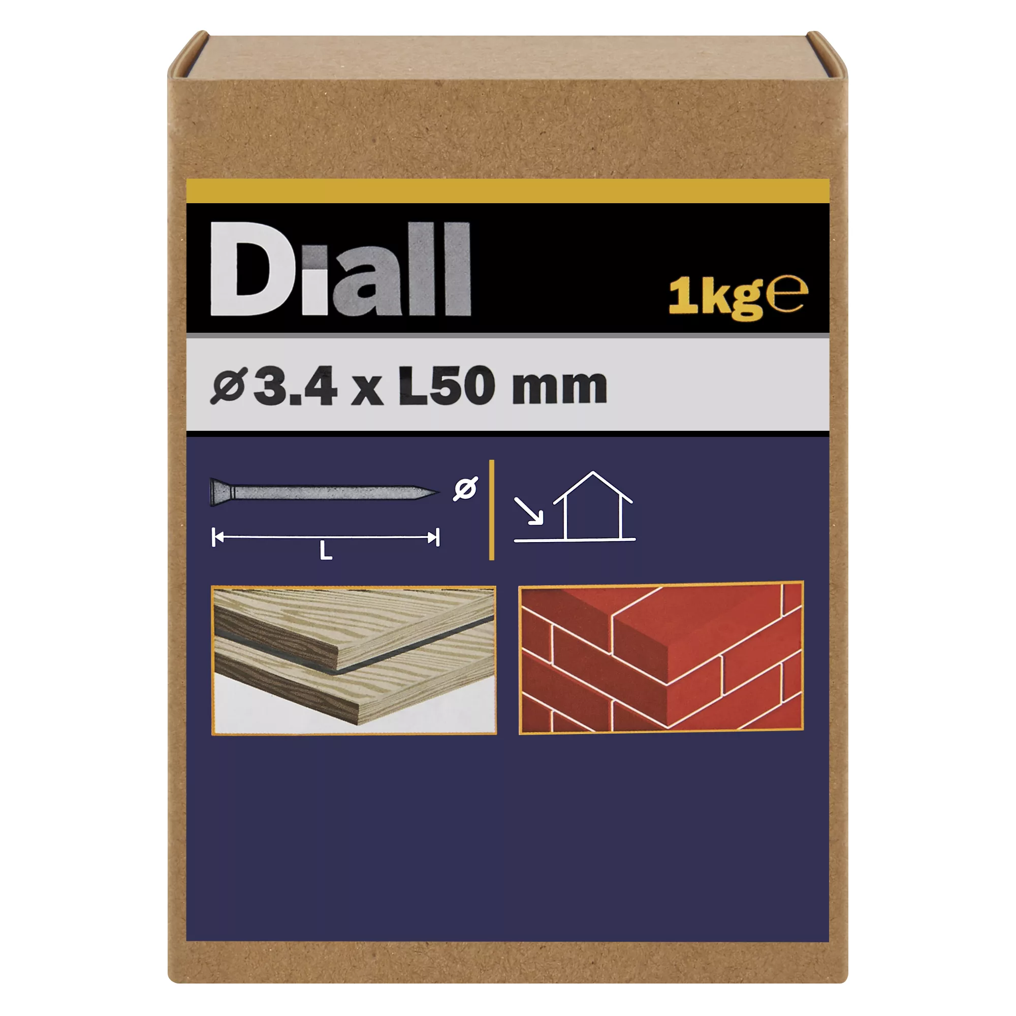 Diall Galvanised Masonry Nail (L)50mm (Dia)3.4mm 1kg 3 Diall Galvanised Masonry Nail (L)50mm (Dia)3.4mm 1kg