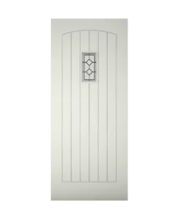Diamond Bevel Glazed Cottage White External Front Door, (H)2032mm (W)813mm