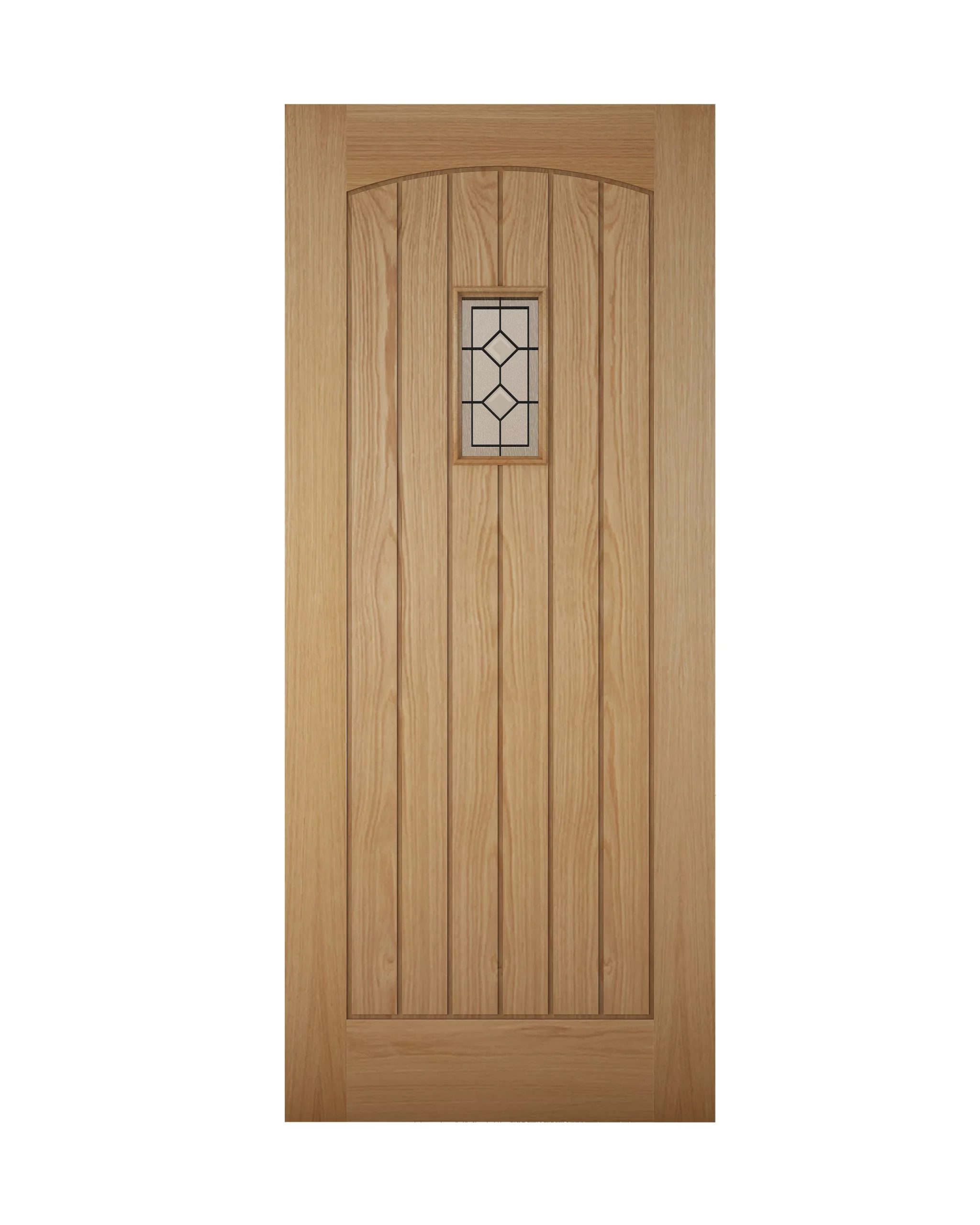 Diamond Bevel Glazed Cottage White Oak Veneer External Front Door, (H)2032mm (W)813mm 3 Diamond Bevel Glazed Cottage White Oak Veneer External Front Door, (H)2032mm (W)813mm