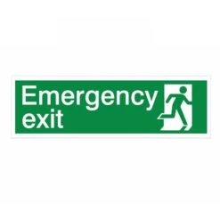 Emergency Exit Self-adhesive Labels, (H)125mm (W)400mm