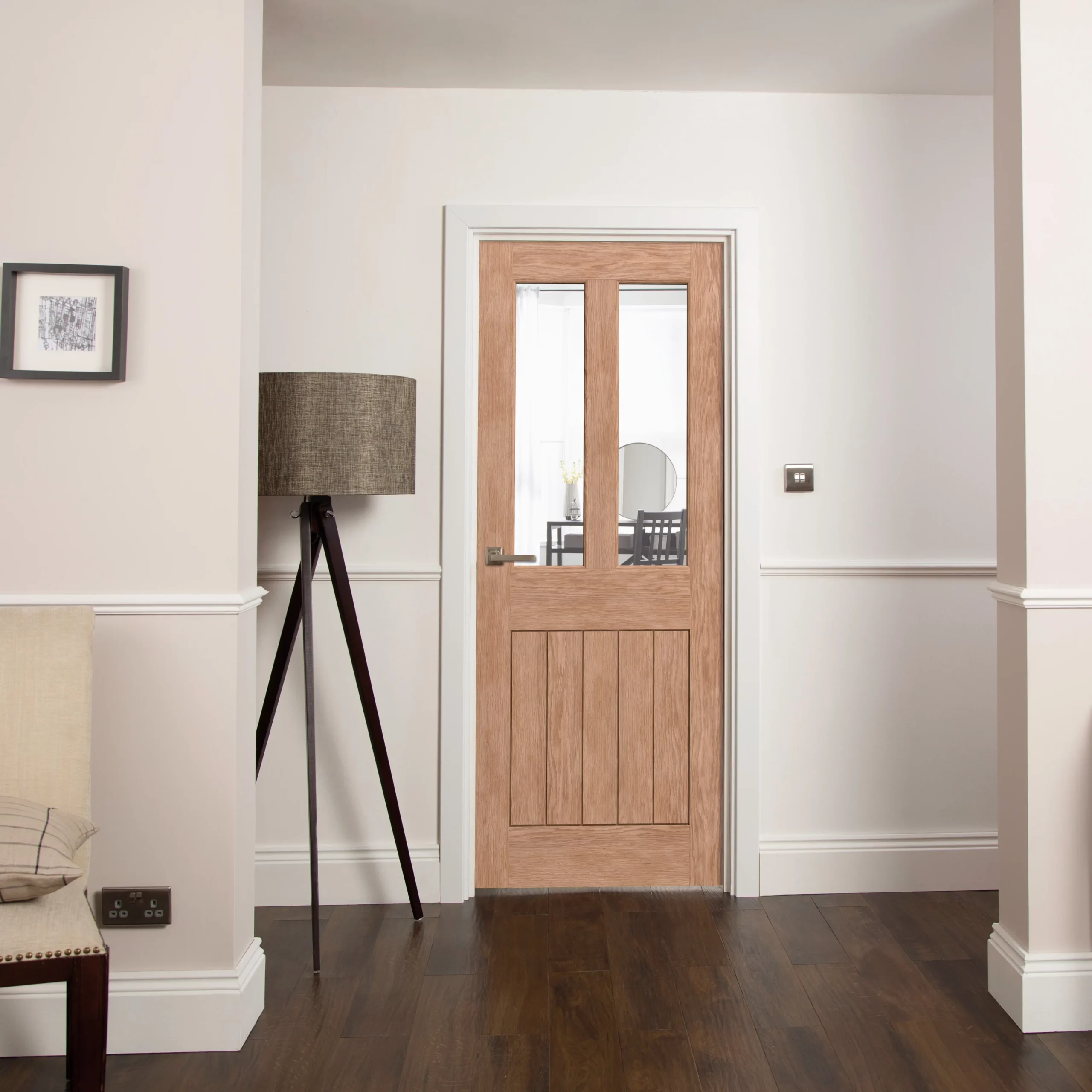 Fortia 2 Lite Cottage Clear Glazed Cottage Oak Veneer Internal Door, (H)1981mm (W)762mm (T)35mm - Image 2