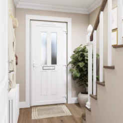 Fortia Chesil Frosted Glazed Anthracite Left-hand External Front Door Set, (H)2085mm (W)920mm -WoodDepot Shop fortia chesil frosted glazed anthracite left hand external front door set h 2085mm w 920mm5059340493787 02i