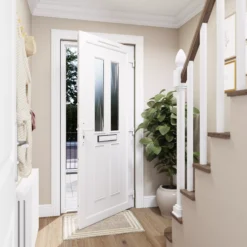 Fortia Chesil Frosted Glazed Anthracite Left-hand External Front Door Set, (H)2085mm (W)920mm -WoodDepot Shop fortia chesil frosted glazed anthracite left hand external front door set h 2085mm w 920mm5059340493787 03i