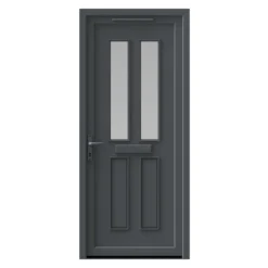 Fortia Chesil Frosted Glazed Anthracite Right-hand External Front Door Set, (H)2085mm (W)840mm