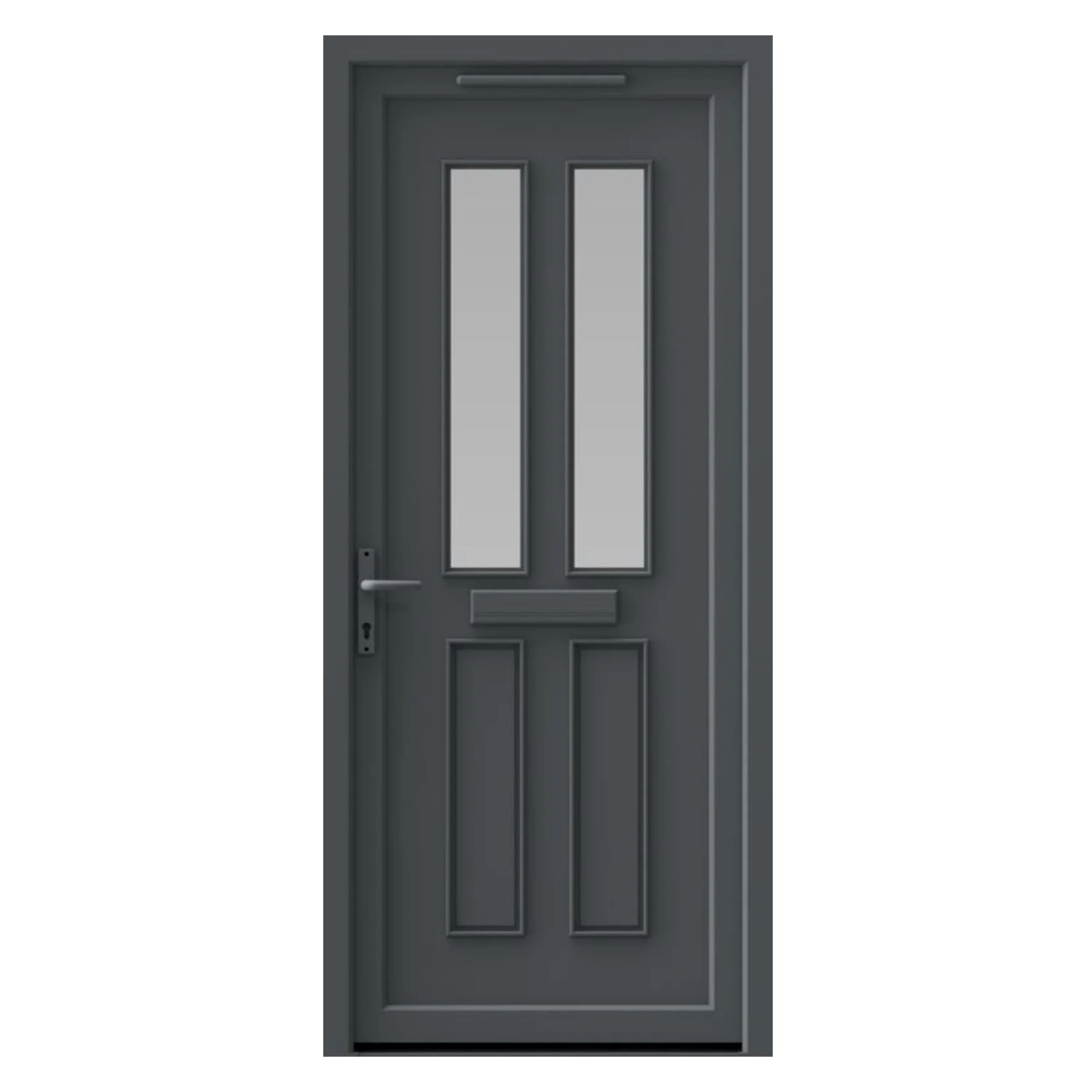 Fortia Chesil Frosted Glazed Anthracite Right-hand External Front Door Set, (H)2085mm (W)840mm 3 Fortia Chesil Frosted Glazed Anthracite Right-hand External Front Door Set, (H)2085mm (W)840mm