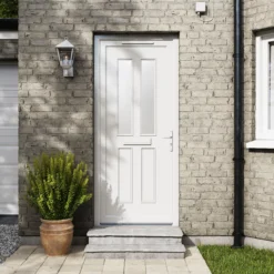 Fortia Chesil Frosted Glazed White Left-hand External Front Door Set, (H)2085mm (W)840mm -WoodDepot Shop fortia chesil frosted glazed white left hand external front door set h 2085mm w 840mm5059340493251 01i