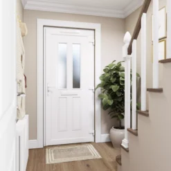 Fortia Chesil Frosted Glazed White Left-hand External Front Door Set, (H)2085mm (W)840mm -WoodDepot Shop fortia chesil frosted glazed white left hand external front door set h 2085mm w 840mm5059340493251 02i