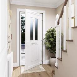 Fortia Chesil Frosted Glazed White Right-hand External Front Door Set, (H)2085mm (W)840mm -WoodDepot Shop fortia chesil frosted glazed white right hand external front door set h 2085mm w 840mm5059340493251 03i