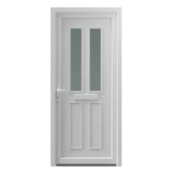 Fortia Chesil Frosted Glazed White Right-hand External Front Door Set, (H)2085mm (W)840mm