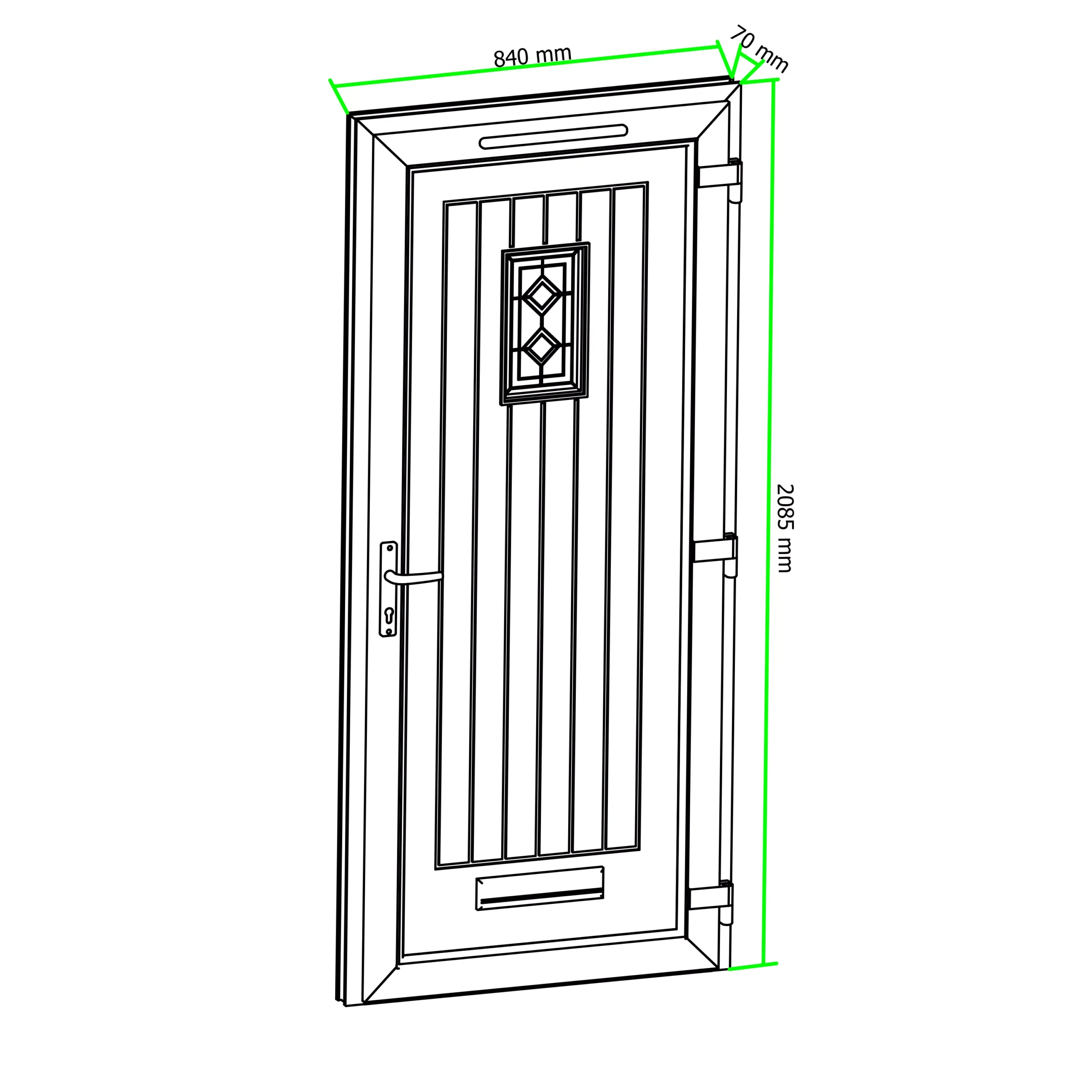 Fortia Curral Frosted Glazed Anthracite Left-hand External Front Door Set, (H)2085mm (W)840mm 7 Fortia Curral Frosted Glazed Anthracite Left-hand External Front Door Set, (H)2085mm (W)840mm - Image 5