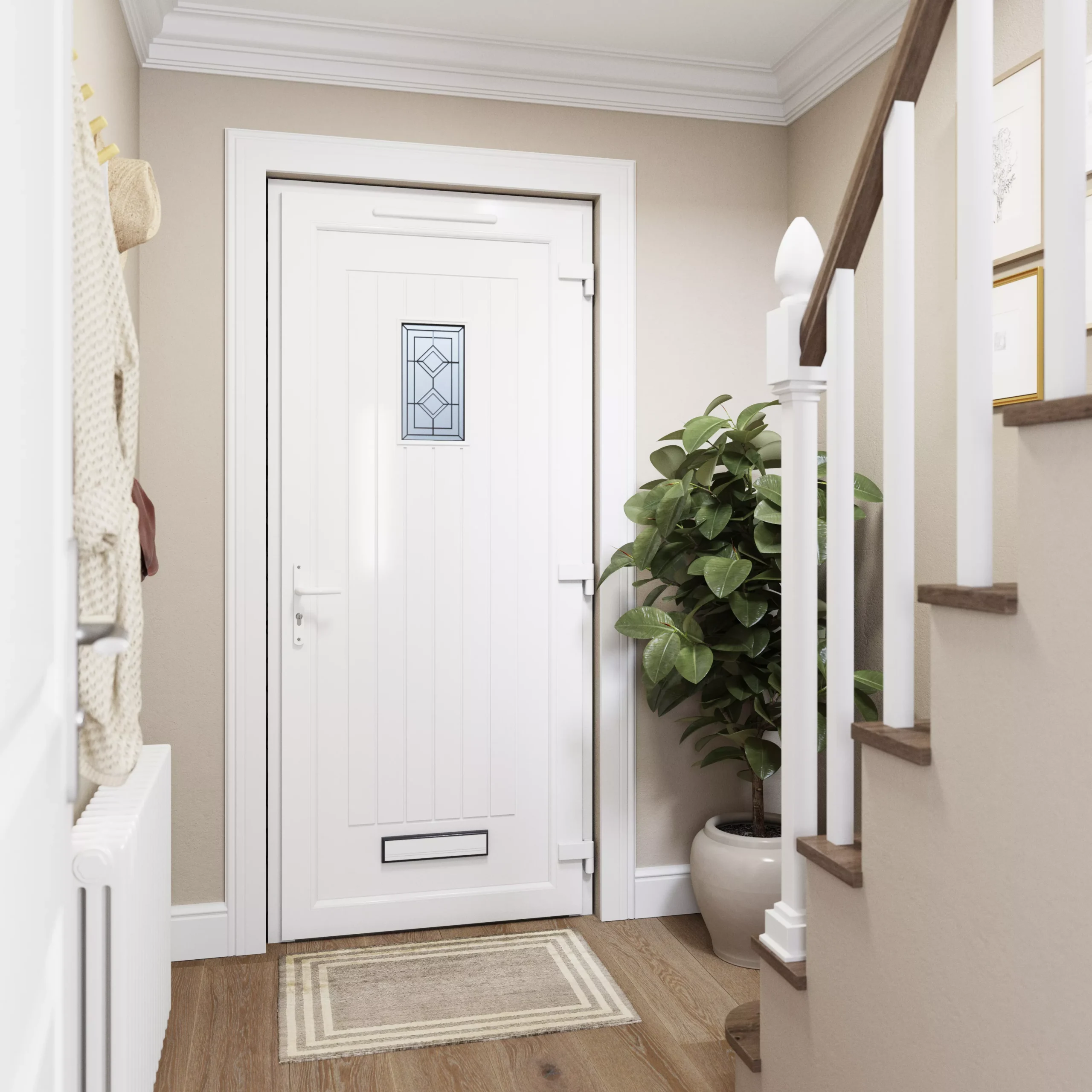 Fortia Curral Frosted Glazed Anthracite Left-hand External Front Door Set, (H)2085mm (W)840mm 4 Fortia Curral Frosted Glazed Anthracite Left-hand External Front Door Set, (H)2085mm (W)840mm - Image 2