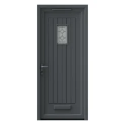Fortia Curral Frosted Glazed Anthracite Right-hand External Front Door Set, (H)2085mm (W)840mm