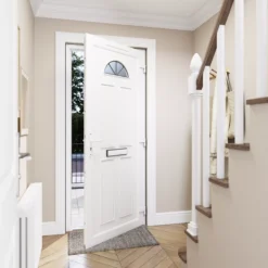 Fortia Lorne Clear Glazed Anthracite Left-hand External Front Door Set, (H)2085mm (W)840mm -WoodDepot Shop fortia lorne clear glazed anthracite left hand external front door set h 2085mm w 840mm5059340493725 03i