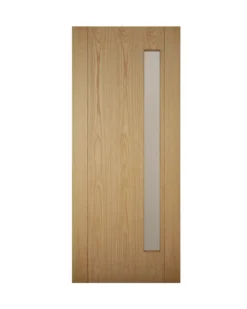 Frosted Glazed White Oak Veneer External Front Door, (H)1981mm (W)838mm