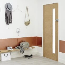 Frosted Glazed White Oak Veneer External Front Door, (H)2032mm (W)813mm 7 Frosted Glazed White Oak Veneer External Front Door, (H)2032mm (W)813mm -WoodDepot Shop frosted glazed white oak veneer external front door h 2032mm w 813mm5397007096880 03bq