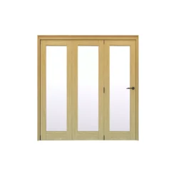 Geom 1 Lite Clear Glazed Oak Internal Bi-fold Door Set, (H)2060mm (W)1904mm