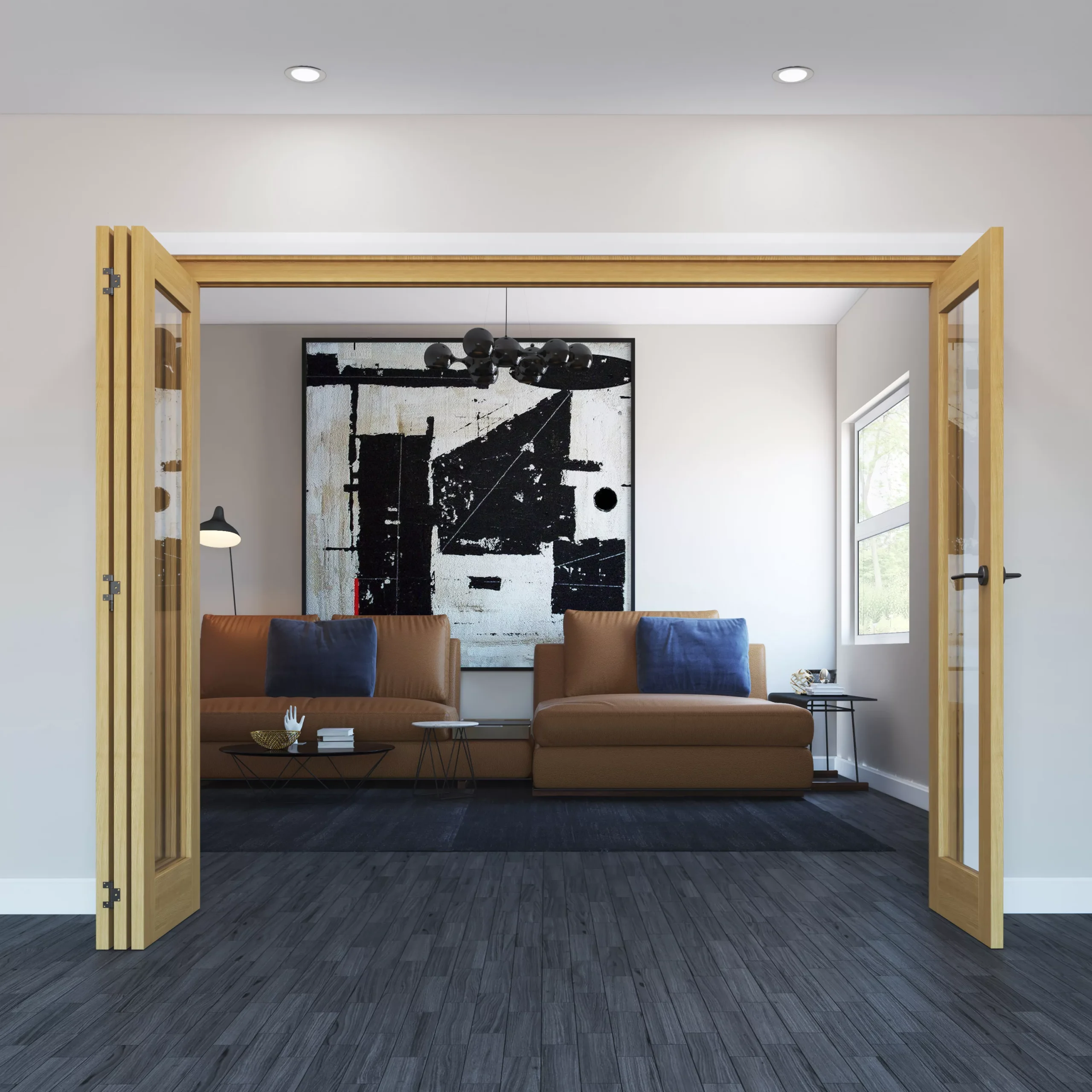 Geom 1 Lite Clear Glazed Oak Internal Bi-fold Door Set, (H)2060mm (W)2821mm 5 Geom 1 Lite Clear Glazed Oak Internal Bi-fold Door Set, (H)2060mm (W)2821mm - Image 3
