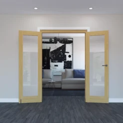 Geom 1 Lite Clear Glazed Oak Internal Patio Door Set, (H)2017mm (W)1445mm 7 Geom 1 Lite Clear Glazed Oak Internal Patio Door Set, (H)2017mm (W)1445mm -WoodDepot Shop geom 1 lite clear glazed oak internal patio door set h 2017mm w 1445mm5059340248523 01i