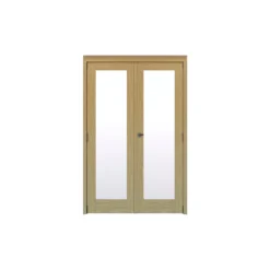Geom 1 Lite Clear Glazed Oak Internal Patio Door Set, (H)2017mm (W)1597mm
