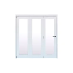 Geom 1 Lite Clear Glazed Pre-painted White Softwood Internal Bi-fold Door Set, (H)2060mm (W)1904mm