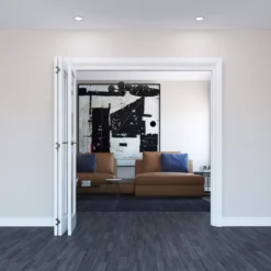 Geom 1 Lite Clear Glazed Pre-painted White Softwood Internal Bi-fold Door Set, (H)2060mm (W)1904mm -WoodDepot Shop geom 1 lite clear glazed pre painted white softwood internal bi fold door set h 2060mm w 1904mm5059340237749 01i