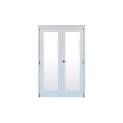 Geom 1 Lite Clear Glazed Pre-painted White Softwood Internal Patio Door Set, (H)2017mm (W)1445mm