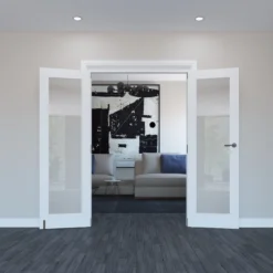 Geom 1 Lite Clear Glazed Pre-painted White Softwood Internal Patio Door Set, (H)2017mm (W)1597mm -WoodDepot Shop geom 1 lite clear glazed pre painted white softwood internal patio door set h 2017mm w 1597mm5059340248615 01i