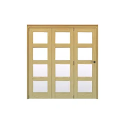 Geom 4 Lite Clear Glazed Oak Internal Bi-fold Door Set, (H)2060mm (W)1904mm