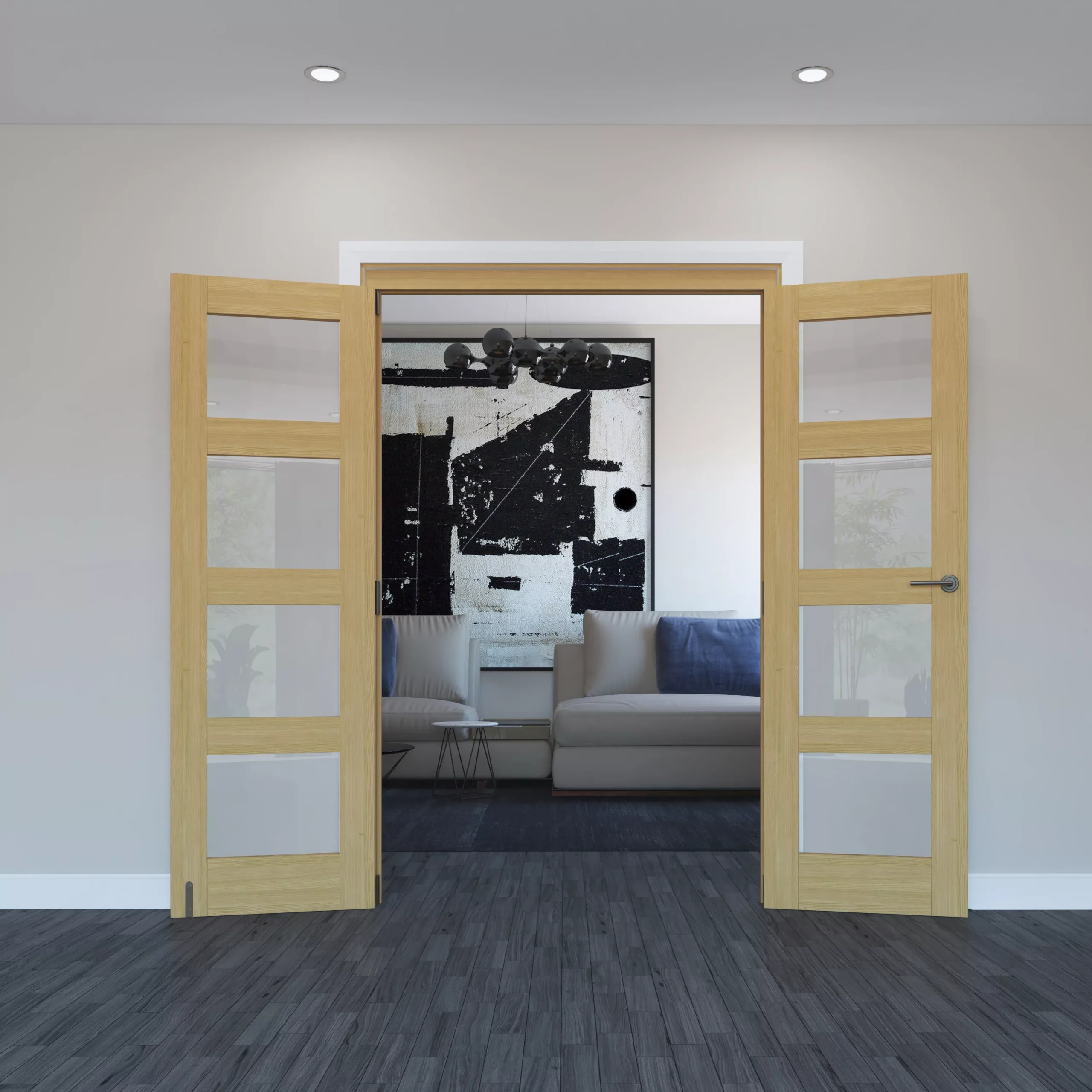 Geom 4 Lite Clear Glazed Oak Internal Patio Door Set, (H)2017mm (W)1293mm 5 Geom 4 Lite Clear Glazed Oak Internal Patio Door Set, (H)2017mm (W)1293mm - Image 3