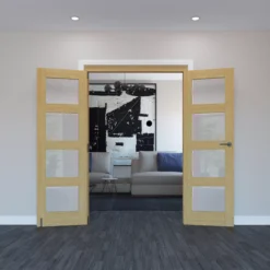 Geom 4 Lite Clear Glazed Oak Internal Patio Door Set, (H)2017mm (W)1597mm -WoodDepot Shop geom 4 lite clear glazed oak internal patio door set h 2017mm w 1597mm5059340248578 01i