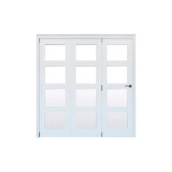 Geom 4 Lite Clear Glazed Pre-painted White Softwood Internal Bi-fold Door Set, (H)2060mm (W)1904mm
