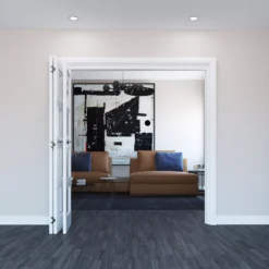 Geom 4 Lite Clear Glazed Pre-painted White Softwood Internal Bi-fold Door Set, (H)2060mm (W)1904mm -WoodDepot Shop geom 4 lite clear glazed pre painted white softwood internal bi fold door set h 2060mm w 1904mm5059340237763 01i