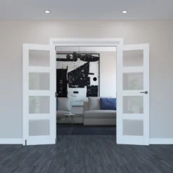 Geom 4 Lite Clear Glazed Pre-painted White Softwood Internal Patio Door Set, (H)2017mm (W)1293mm -WoodDepot Shop geom 4 lite clear glazed pre painted white softwood internal patio door set h 2017mm w 1293mm5059340248639 01i bq