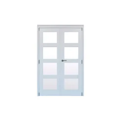 Geom 4 Lite Clear Glazed Pre-painted White Softwood Internal Patio Door Set, (H)2017mm (W)1445mm