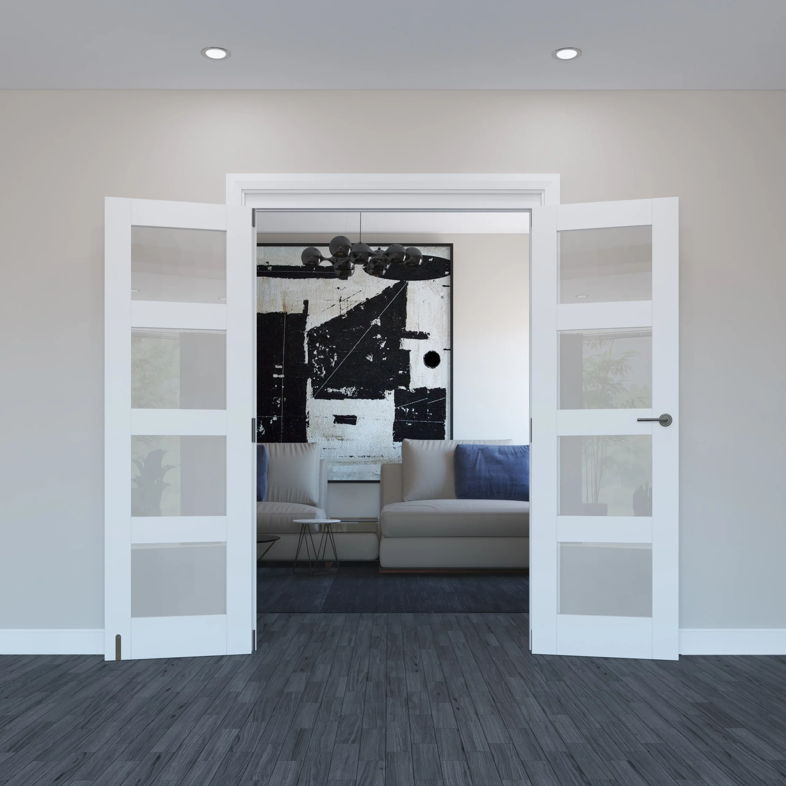 Geom 4 Lite Clear Glazed Pre-painted White Softwood Internal Patio Door Set, (H)2017mm (W)1445mm 5 Geom 4 Lite Clear Glazed Pre-painted White Softwood Internal Patio Door Set, (H)2017mm (W)1445mm - Image 3