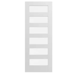Geom 6 Lite Clear Glazed Shaker White Internal Door, (H)1981mm (W)762mm (T)35mm