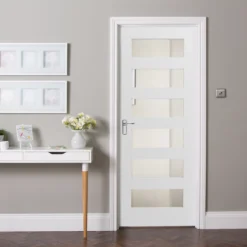 Geom 6 Lite Clear Glazed Shaker White Internal Door, (H)1981mm (W)762mm (T)35mm -WoodDepot Shop geom 6 lite clear glazed shaker white internal door h 1981mm w 762mm t 35mm5059340235707 01i BQ