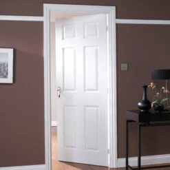 Geom 6 Panel White Woodgrain Effect Internal Door, (H)1981mm (W)762mm (T)44mm -WoodDepot Shop geom 6 panel white woodgrain effect internal door h 1981mm w 762mm t 44mm3663602060550 01i bq