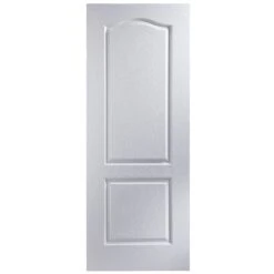 Geom Arched 2 Panel Unglazed White Woodgrain Effect Internal Fire Door, (H)1981mm (W)686mm (T)44mm
