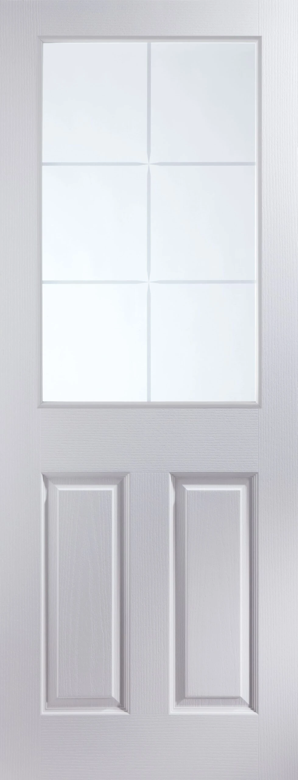 Geom Painted 2 Panel 6 Lite Glazed White Internal Door, (H)1981mm (W)762mm (T)35mm 3 Geom Painted 2 Panel 6 Lite Glazed White Internal Door, (H)1981mm (W)762mm (T)35mm